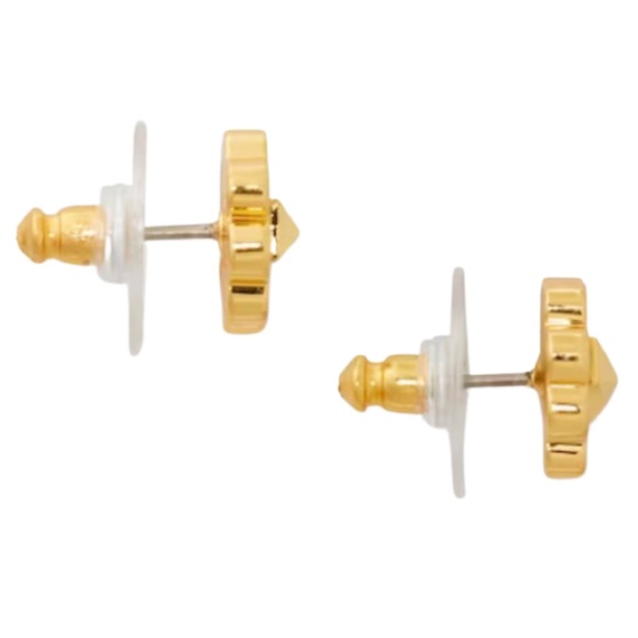 KATE SPADE • Green Bean Spades & Studs Enamel Logo Earrings - Picture 3 of 4